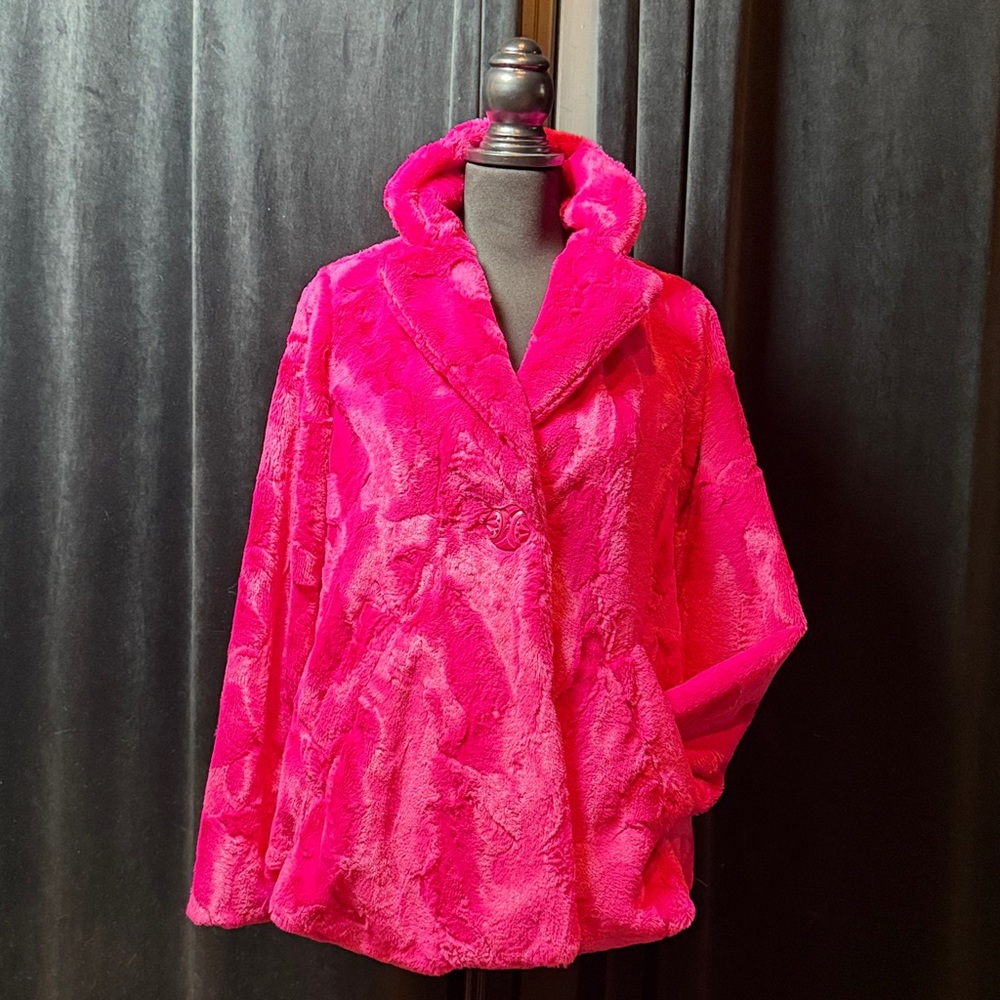 Vibrant Pink Faux Fur Coat.  New with tags!